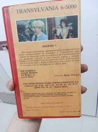 VHS Transylvania 6-5000 Comedia Fantasía Terror