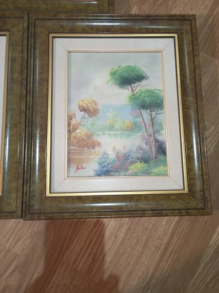 Set di 3 quadri a olio firmati