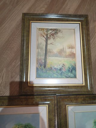 Set di 3 quadri a olio firmati