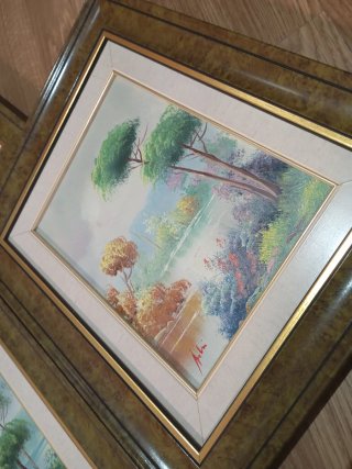 Set di 3 quadri a olio firmati