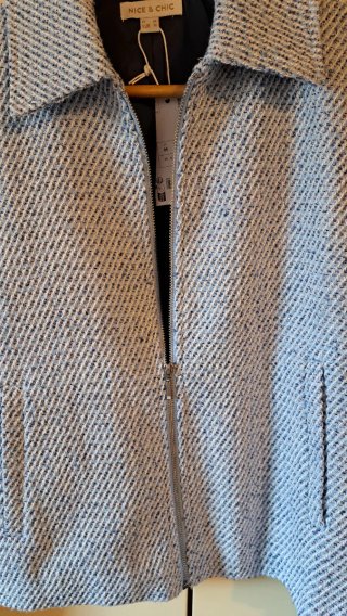 Giacca NICE & CHIC zip blu/bianca taglia M