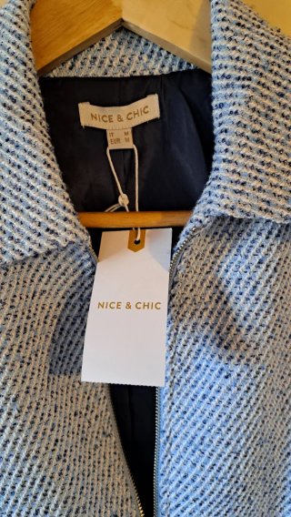 Giacca NICE & CHIC zip blu/bianca taglia M