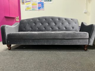 Sofá Vintage Terciopelo Gris Oscuro