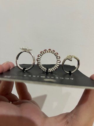 Pack Lote 3 anillos plateados rosa New yorker S