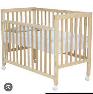 Cuna madera natural 60x120 con ruedas