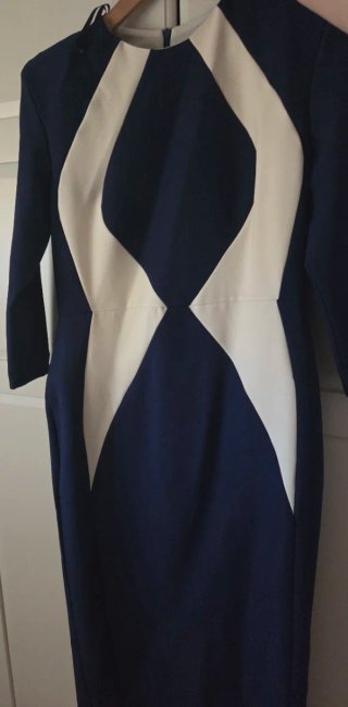 Vestido Cayma Talla 42 Azul/Blanco Nuevo