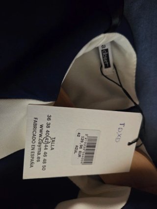 Vestido Cayma Talla 42 Azul/Blanco Nuevo