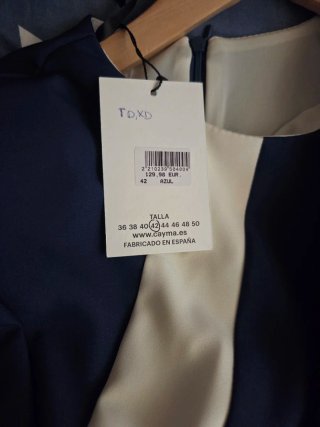 Vestido Cayma Talla 42 Azul/Blanco Nuevo