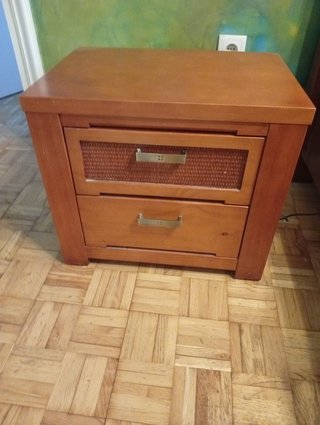 Mesitas de Noche Madera y Mimbre