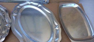 Set di 4 vassoi in acciaio inox