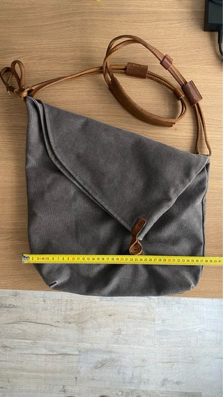 Bolso bandolera, lona gris marengo. Nuevo