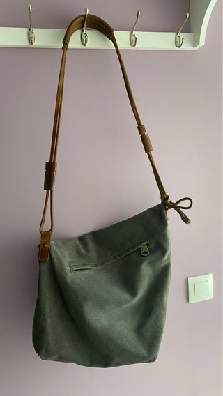 Bolso bandolera, lona gris marengo. Nuevo