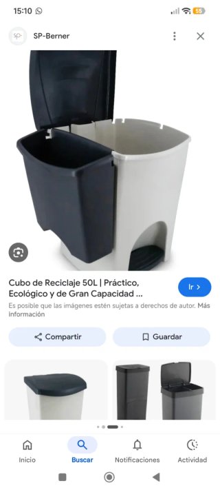 Cubo de basura beige y negro