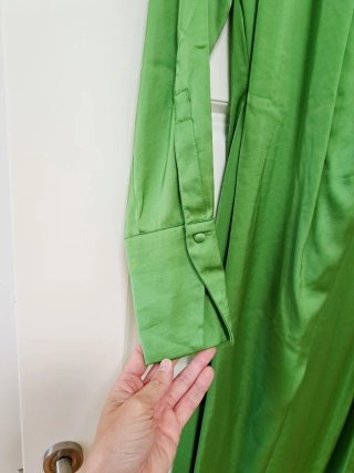 Vestido Mango Midi Verde Satinado Talla XS