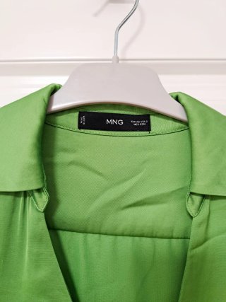 Vestido Mango Midi Verde Satinado Talla XS