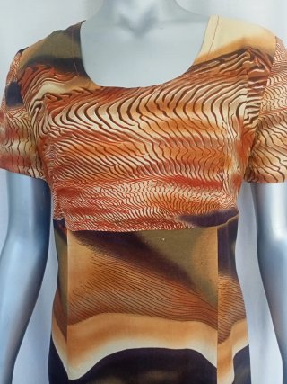 Vestido estampado marrón y naranja