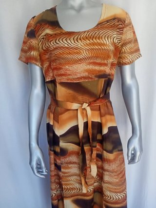 Vestido estampado marrón y naranja