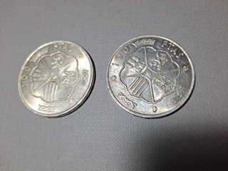 2 Monedas 100 Pesetas Plata Franco