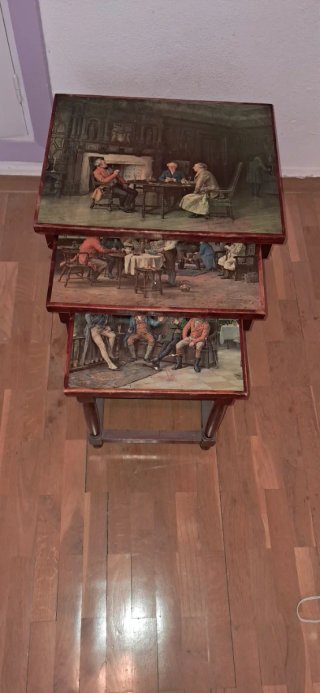Mesitas nido vintage con pintura