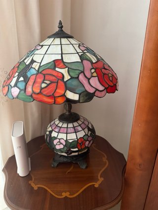 Lámpara Tiffany Flores Vidrio Metal
