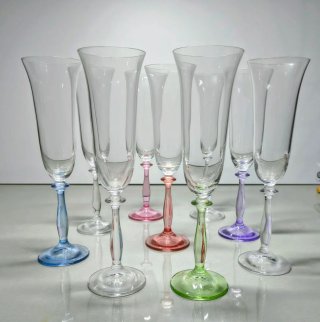 Calice di champagne multicolore in cristallo