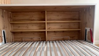 Cama Abatible Diseño Madera y Blanco