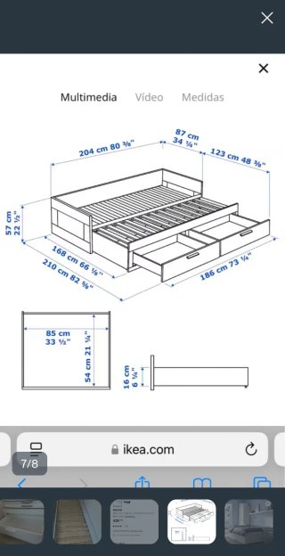 Cama Brimnes 80x20 + 2 colchones Vannareid extra