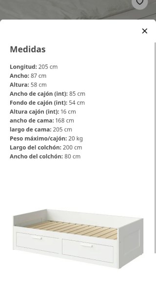 Cama Brimnes 80x20 + 2 colchones Vannareid extra