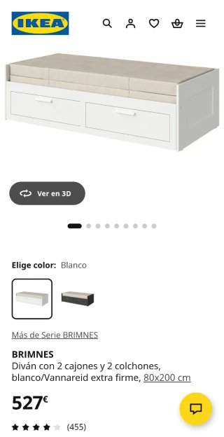 Cama Brimnes 80x20 + 2 colchones Vannareid extra
