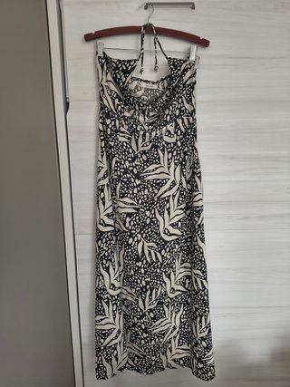 Vestido largo estampado blanco y negro