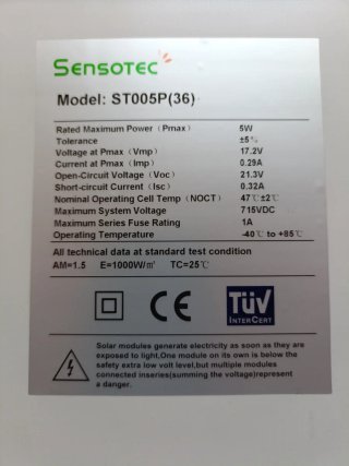 Pannello Solare Sensotec ST005P(36) Poly
