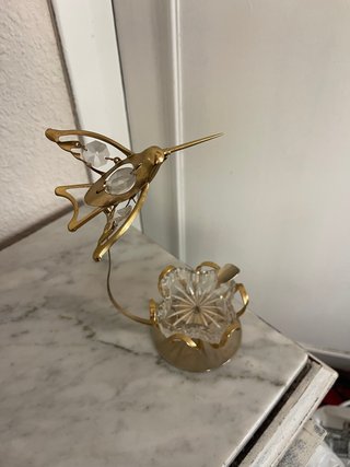 Cenicero Vintage Cristal Colibrí Bronce