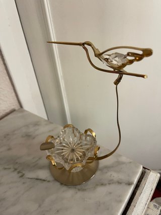 Cenicero Vintage Cristal Colibrí Bronce