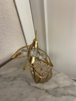Cenicero Vintage Cristal Colibrí Bronce