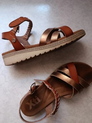 Sandalias Xti Mujer Talla 38 Marrón y Dorado