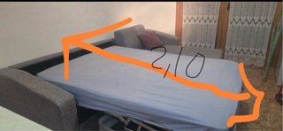 Divano letto con sistema italiano e chaise longue grigio