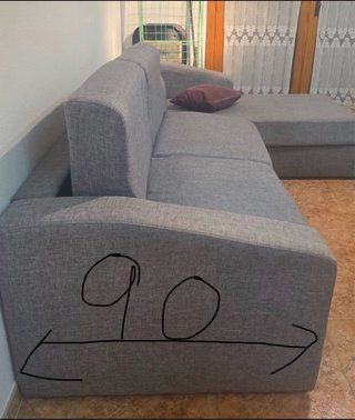 Divano letto con sistema italiano e chaise longue grigio