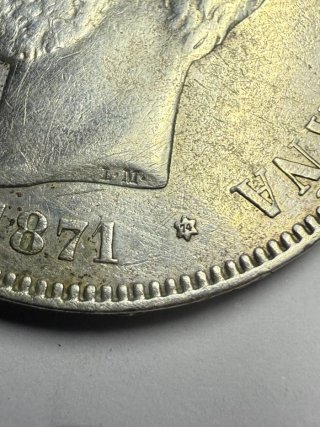 Moneda de Plata 5 Pesetas 1871 *74 A de España