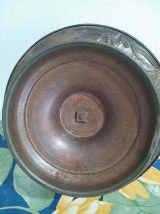 Alzatina vintage portafrutta metallo colore rame