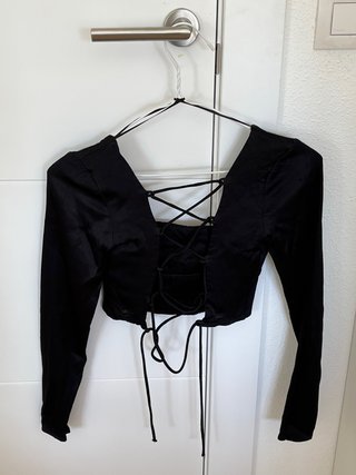 Top Satén Zara Negro Talla XS
