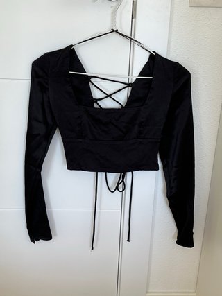 Top Satén Zara Negro Talla XS