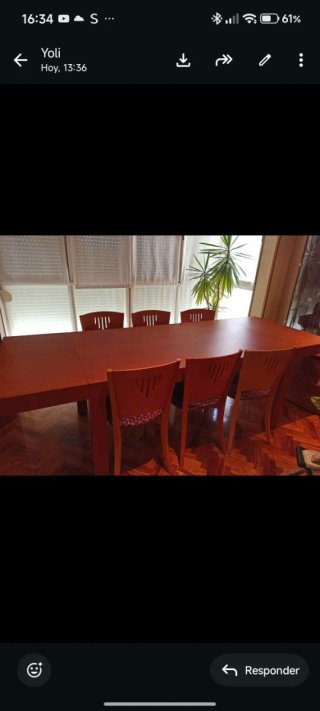 Mesa comedor maciza con 6 sillas  1'60 *0'90  2'50