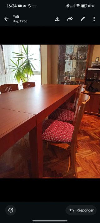 Mesa comedor maciza con 6 sillas  1'60 *0'90  2'50