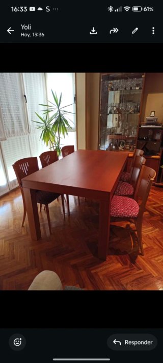 Mesa comedor maciza con 6 sillas  1'60 *0'90  2'50