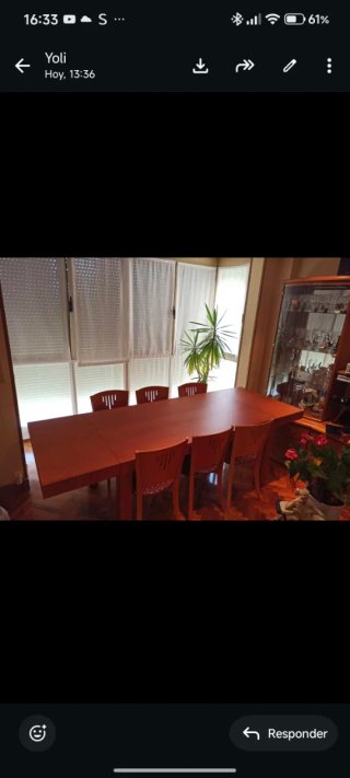 Mesa comedor maciza con 6 sillas  1'60 *0'90  2'50