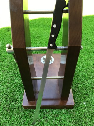 Jamonero profesional madera y cuchillo acero inox