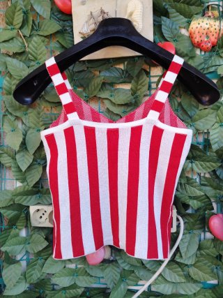 Top corto G&B righe rosso e bianco