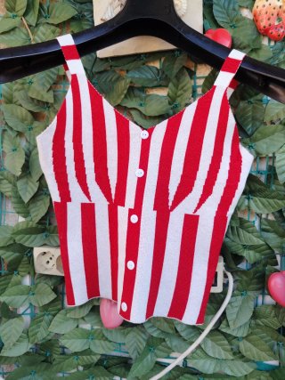Top corto G&B righe rosso e bianco