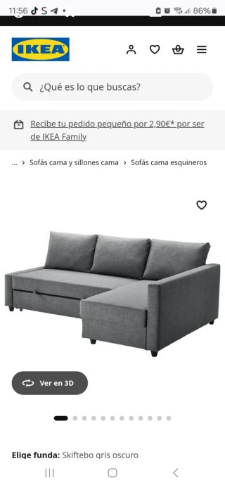 Sofá cama IKEA gris tela