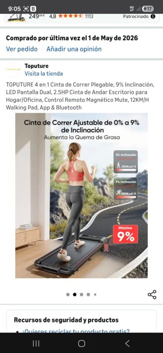 Sin estrenar: Cinta de correr con inclinación
